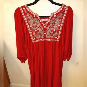 Vibrant embroidered smock dress